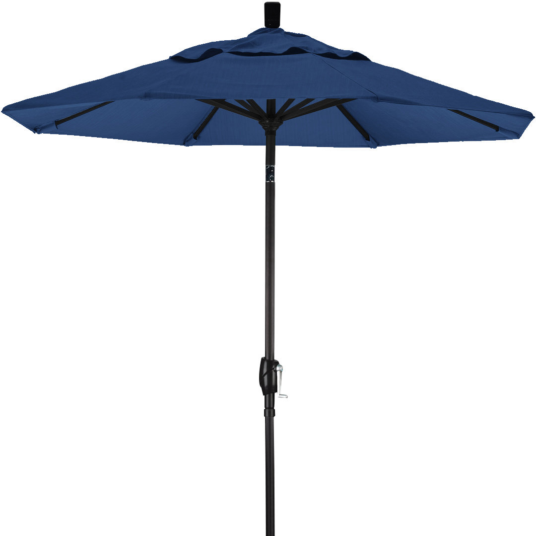 90'' Outdoor Umbrella, White, Navy Blue Performance Canvas, Pacifica