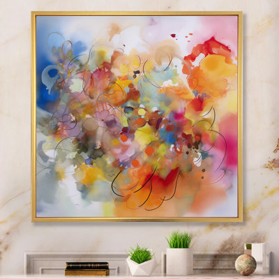 «Blue, Yellow and Orange Colorful Whirls VI», reproduction d'art sur toile