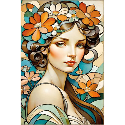 Colorful Woman Patterned Woven Base Machine Washable Rug
