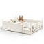 Lits Montessori pour lit double avec rangement, panneau de fibres à densité moyenne en bois de pin, chambre d'enfant beige moderne