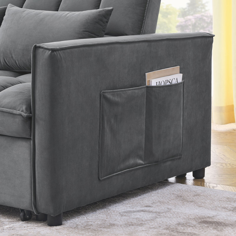 Convertible  Sleeper Sofa with Adjustable Backrest, Gray