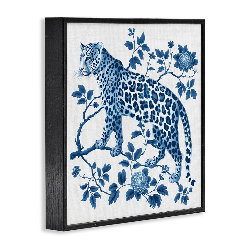 Giclée encadrée par un léopard traditionnel, Giclée encadrée noir minuit, H 12 po x l 12 po