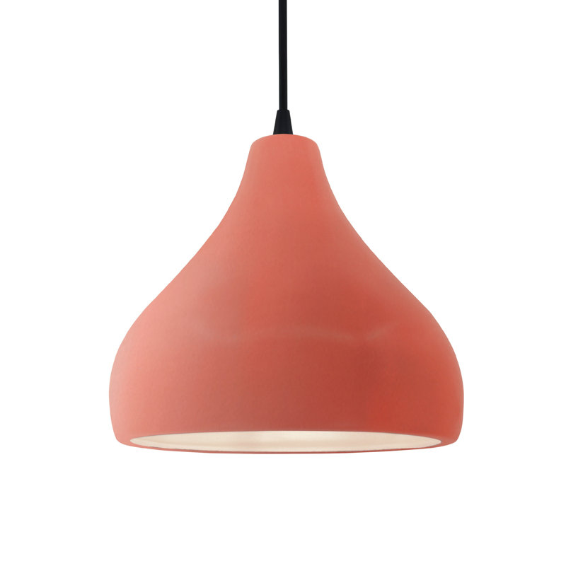 Luminaire suspendu à 1 lumière Meydan, H 8 po x l 11,5 po x P 11,5 po, Rosé brillant, Noir mat