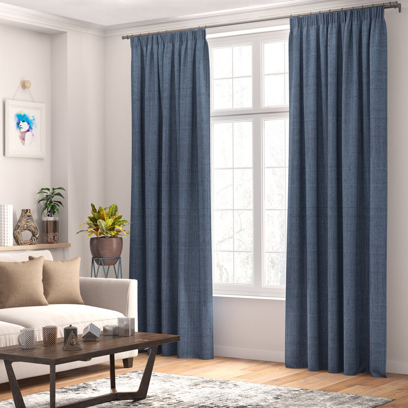 Shillings Blackout Curtain Pair, 168 W x 137 D cm, Dark Blue