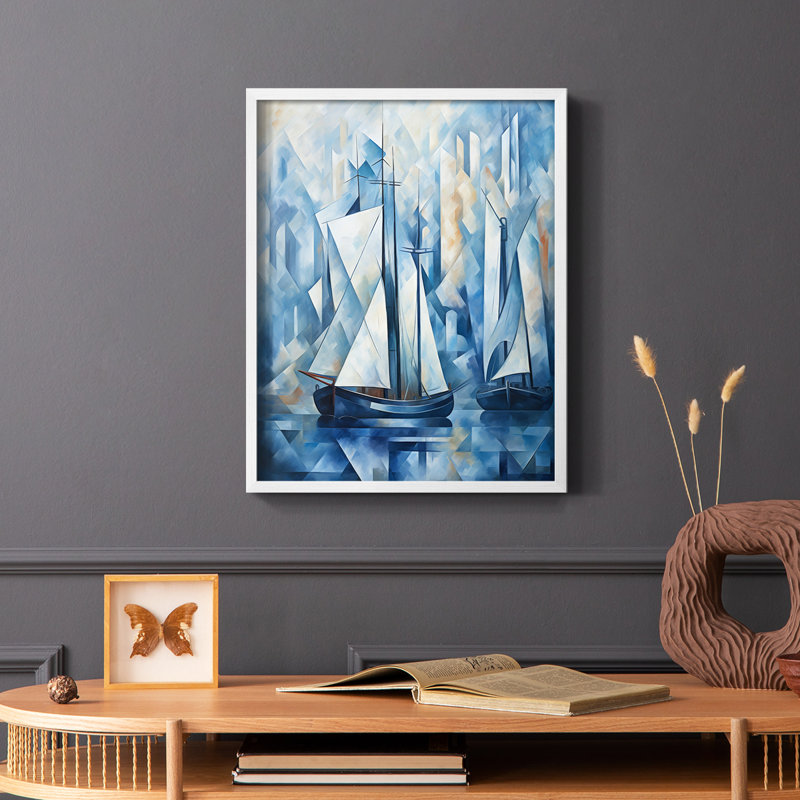 NAUTICAL Series CCCCLIXIX - Impression encadrée de qualité supérieure - Prêt à être accroché - Aucun clou requis, Blanc