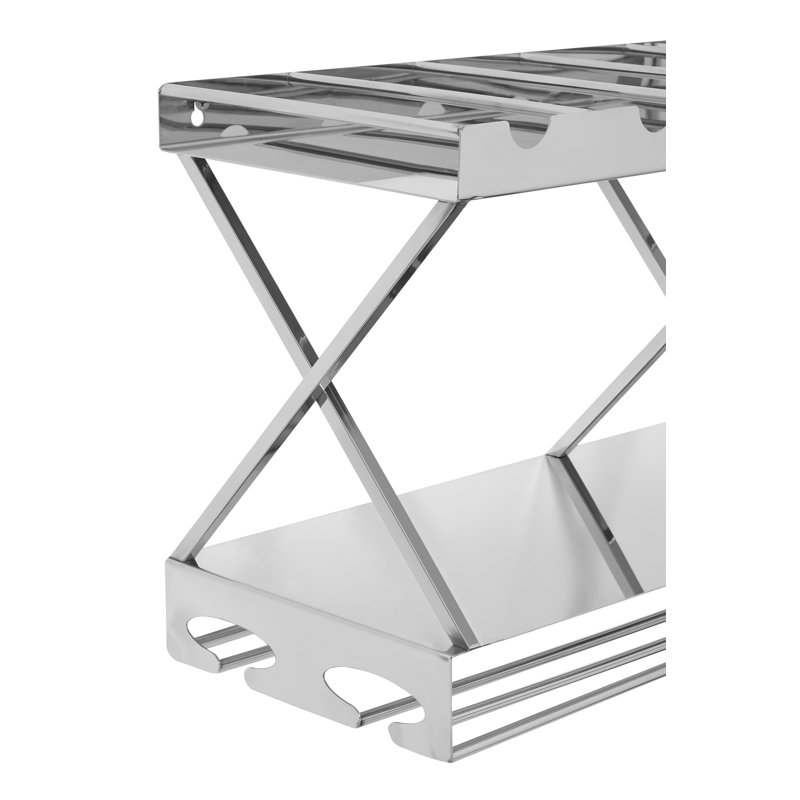 Deresha Floating Mount Wine Bottle & Glass Rack Silver