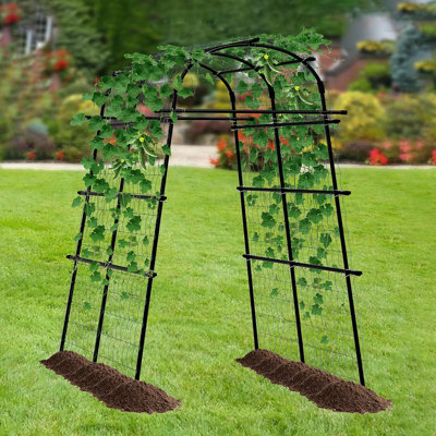 Garden Arch Trellis for Climbing Plants Outdoor, 82.67" Extra Tall Stainless Steel Arbor Plant Support Trellis Tunnel Archway for Climbing Vine Vegetable/Fruit/Flower Yard Lawn Garden, Lightweight