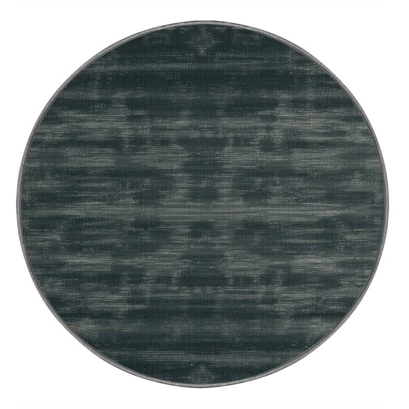 Machine Washable Abstract Green Area Rug, Round 3'