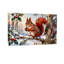«Christmas Winter Squirrel Snowy Branch Pinecone Holly», ensemble de 3 reproductions d'art sur toile-1845582985