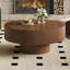 Table basse ronde moderne, minimaliste, cannelée et facile à assembler avec base robuste pour le salon-129223190-129223193