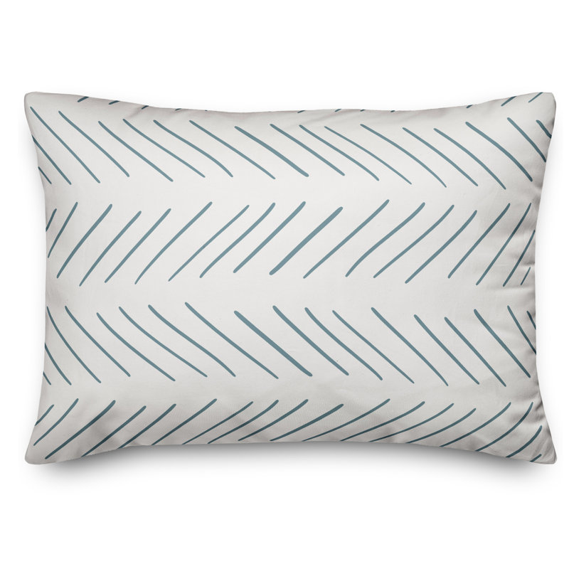 Housse et insert de coussin rectangulaire Baldridge, Blanc cassé / bleu sarcelle (rayures)