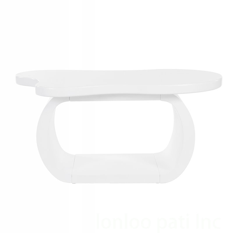 Table basse Modern Cloud avec forme irrégulière et pieds courbés, idéale pour divers espaces de vie, Blanc