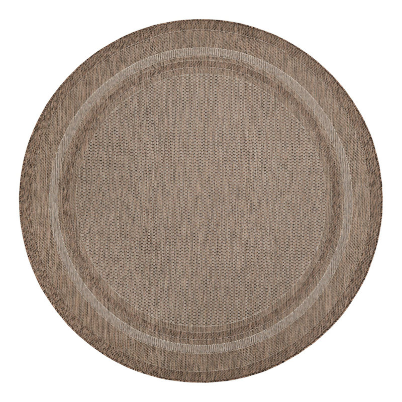 Tapis intérieur / extérieur brun / sable Rengin, Rond 7 pi 10 po, Brown