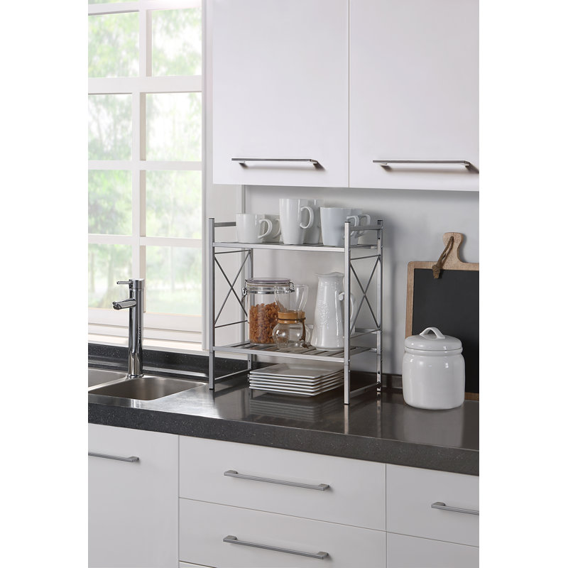 Silver Wall-Mounted 2-Tier Bathroom Shelf with Towel Bar