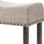 2 chaises de comptoir en lin brun clair - sans dossier avec des pieds en bois gris pour les tabourets de salle à manger modernes (paire)