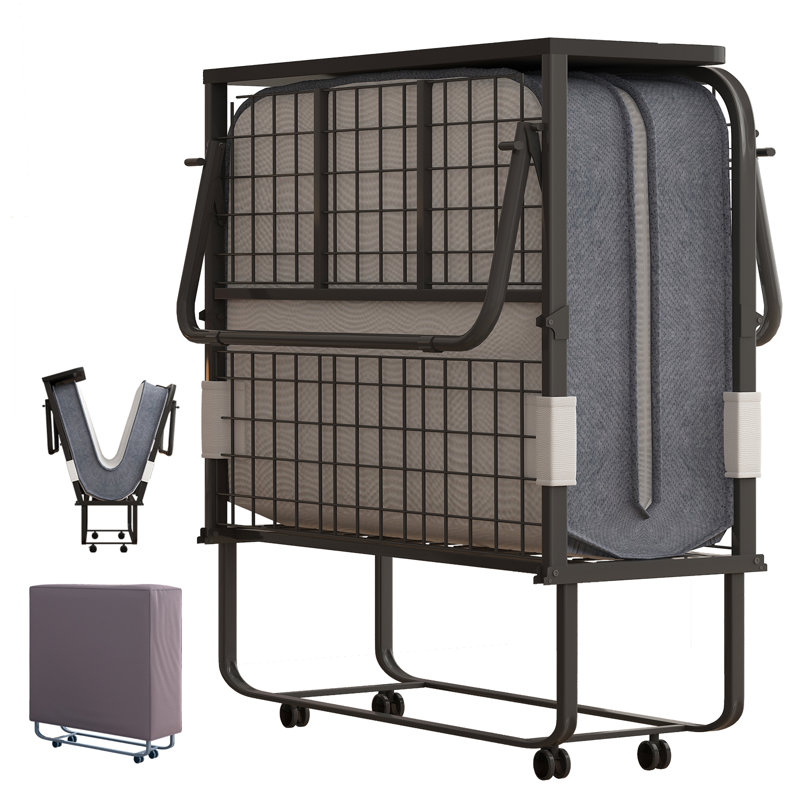Mireya 46'' W/38'' W Folding Bed with Mattress Included, Extra-Long Twin