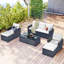Ensemble de salle à manger polyvalent en rotin pe toutes saisons avec table basse 6 pièces - Design contemporain pour la détente en plein air