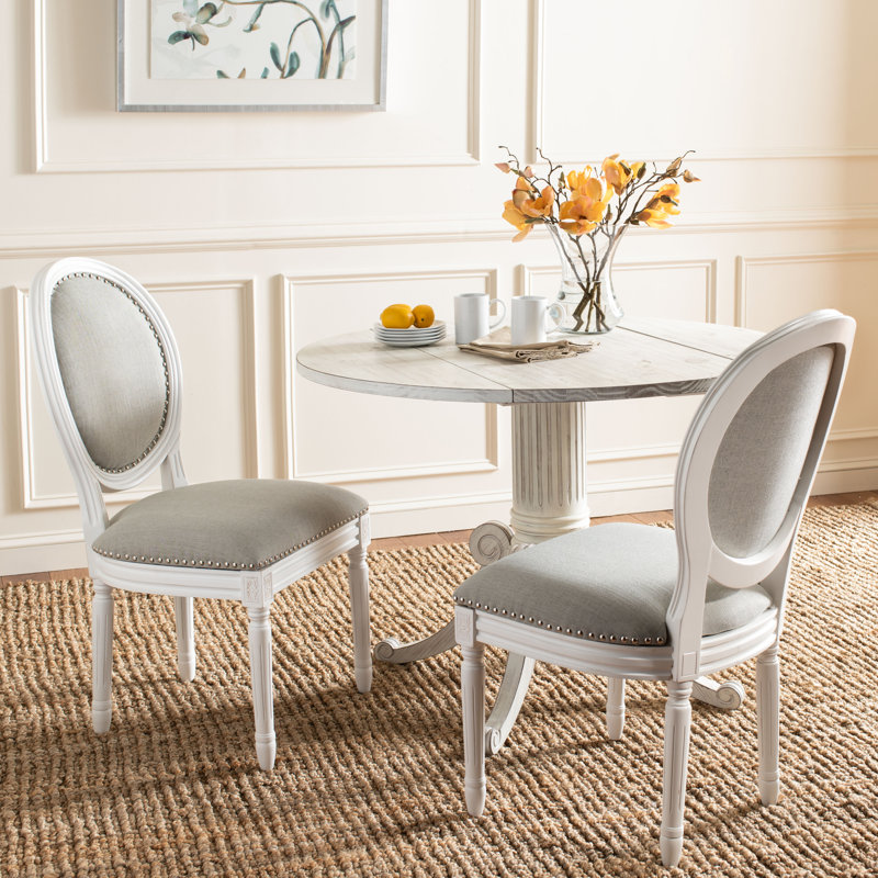 Denholme 19.8'' H Linen Upholstered Side Chair, Cream, Light Gray