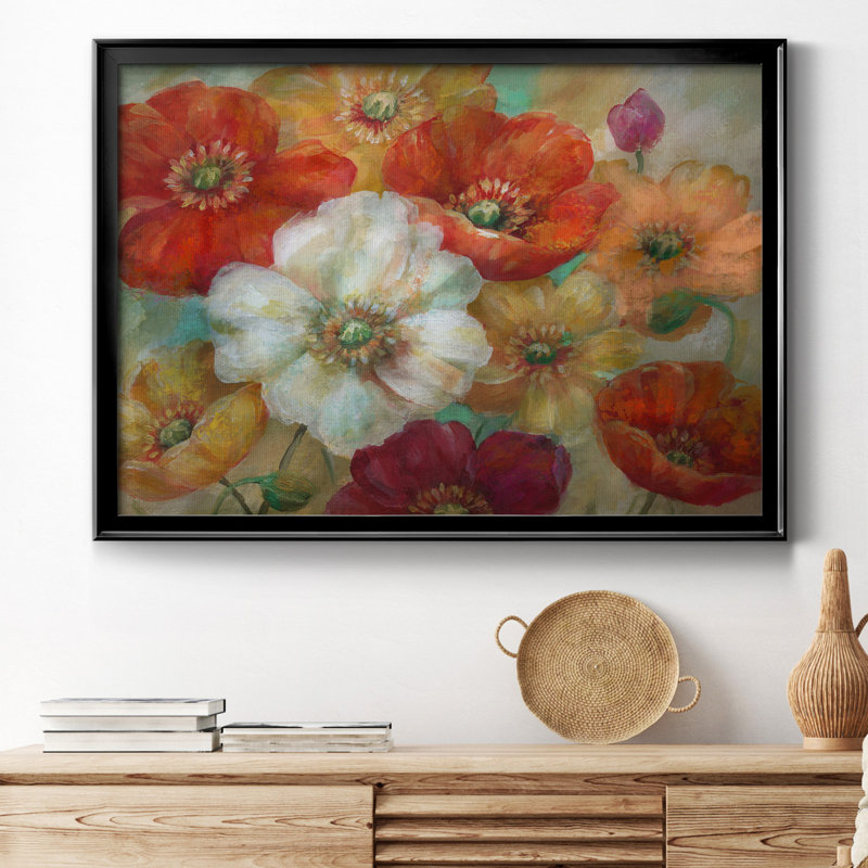 Poppycentric - Peinture sur toile encadrée, H 30,5 po x l 42,5 po x P 1,5 po, Noir