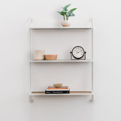 Emery Wood & Metal 3 Tier Wall Shelf