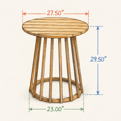 Table de salle à manger d'extérieur ronde en bois d'acacia, table de bistro ronde