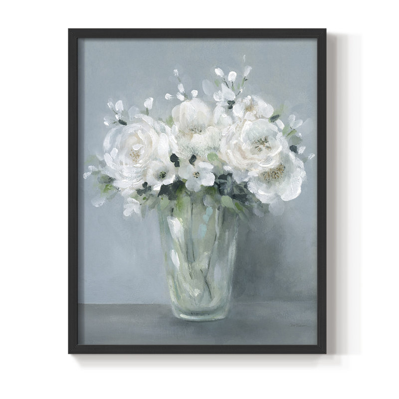 «All White Blooms», reproduction encadrée - bois massif, Noir, H 14 po x l 11 po