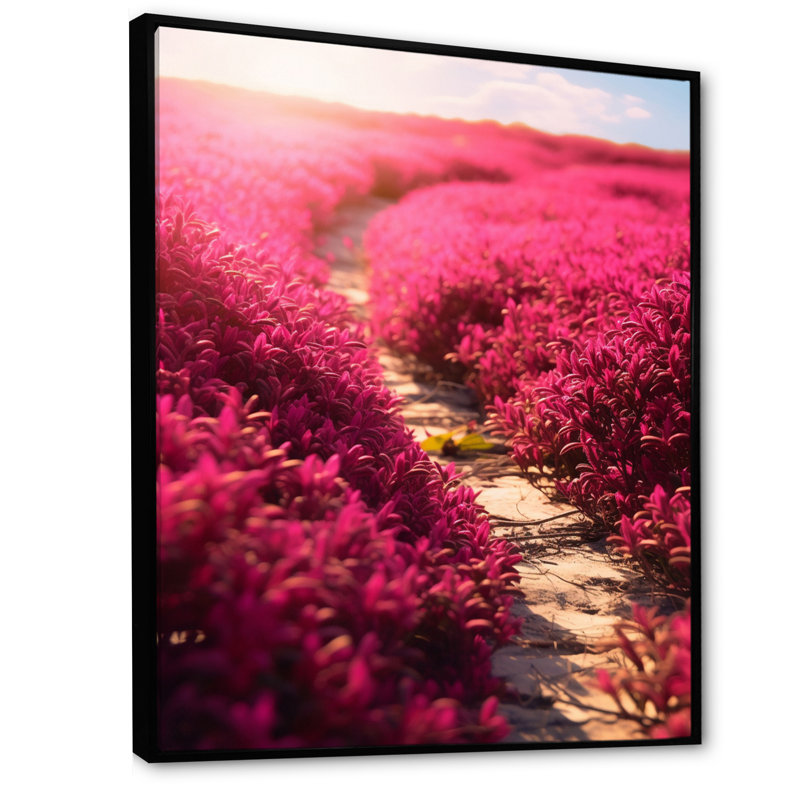 Fushia Blooming Abstraction V sur toile, H 44 po x l 34 po x P 1,5 po, Cadre flottant noir