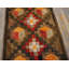Antique American Hooked Rug Hallway Runner Wool & Cotton Green