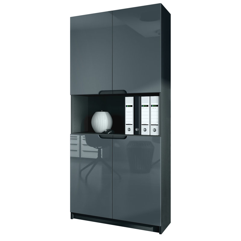 Mazeppa 4 -Door 4 -Shelf, Grey