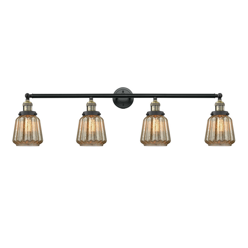 Vinson 4 - Light Dimmable Vanity Light, 60 Watt Vintage Incandescent Bulb, Mercury Plated, Antique Brass