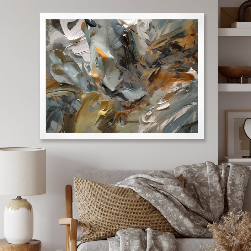 «Autumn Jazz Abstract Expressionism», reproduction d'art sur toile, Cadre simple blanc, H 30 po x l 40 po x P 1,5 po