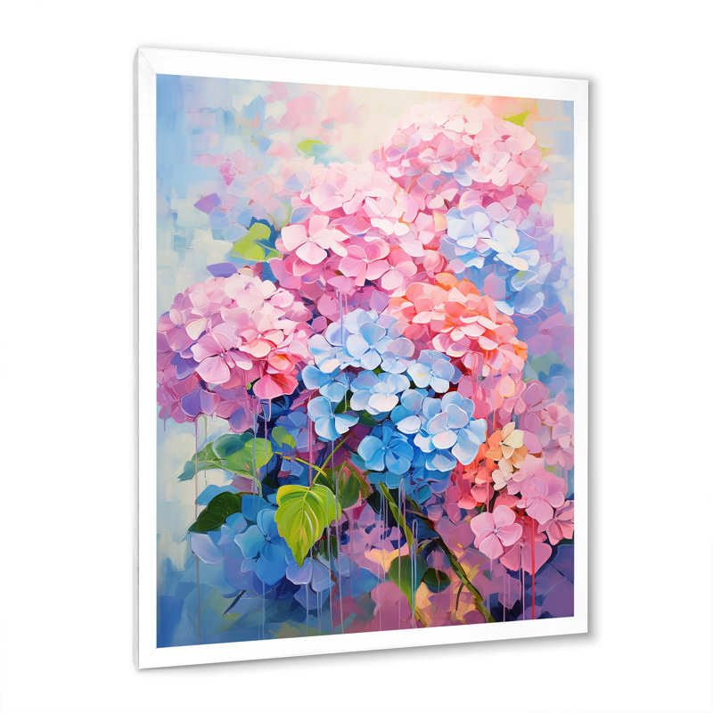 Délicat bouquet d'hortensias délicat pastel - hydrangées, impressions murales encadrées, Cadre simple blanc