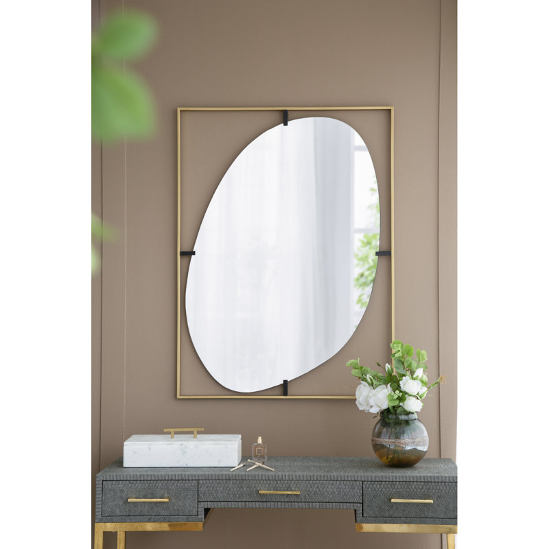 Miroir coquelicot 30x1x40 "avec cadre en métal doré