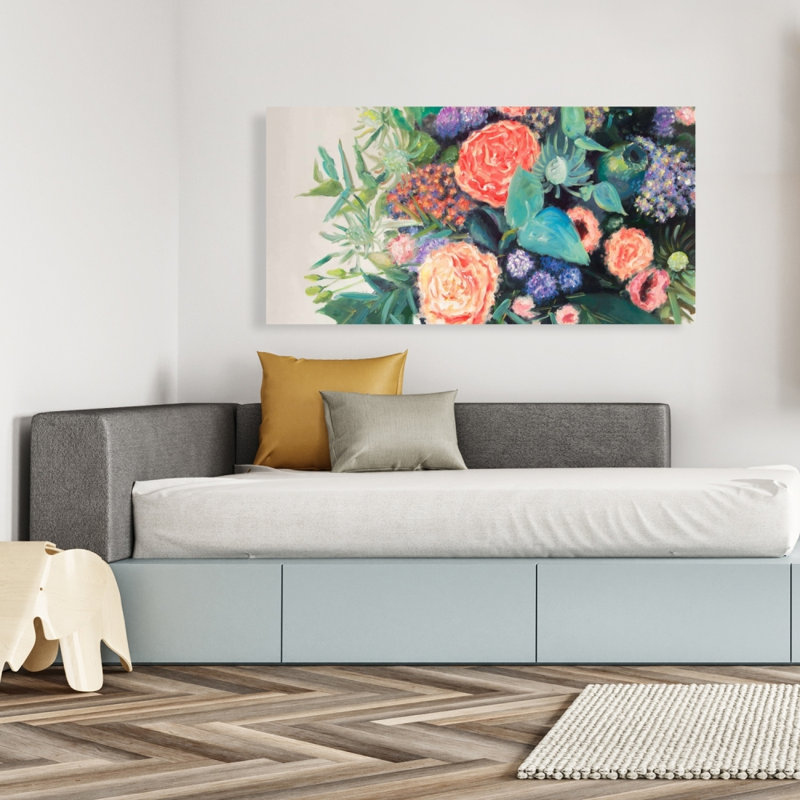 Fleurs mélodiques - Toile florale corail pour la décoration intérieure