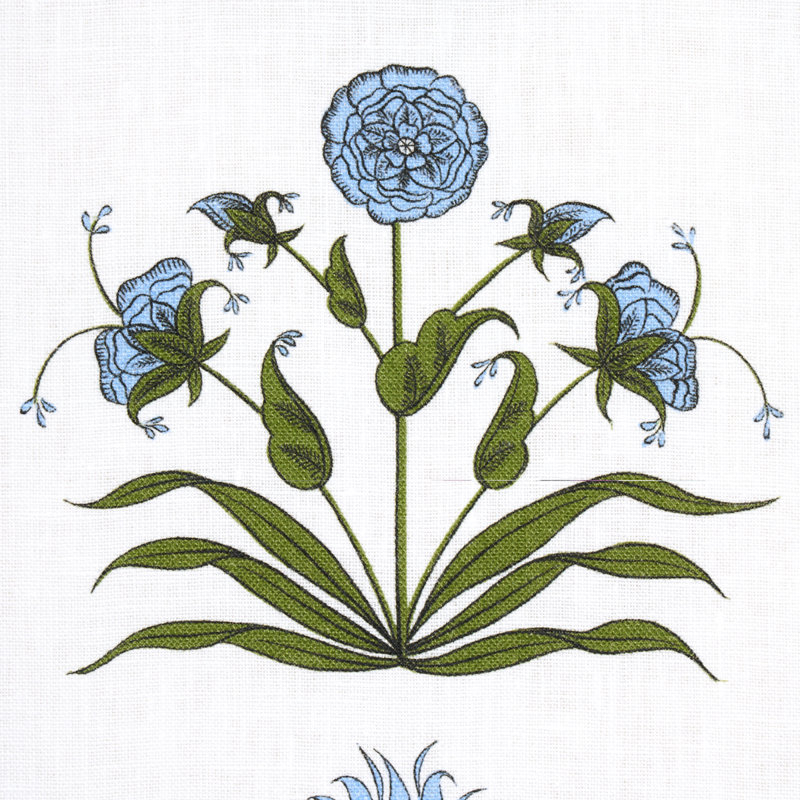 Schumacher x Marie-Anne Oudejans Royal Poppy Stripe Fabric, Sky