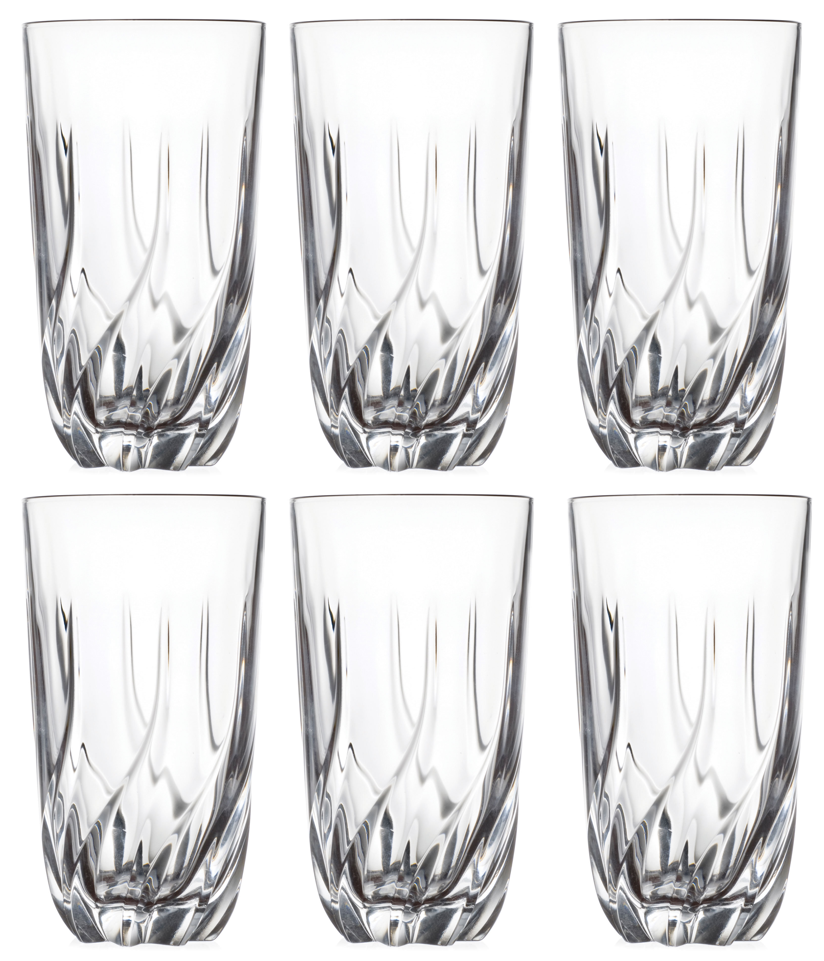 Highball - Glass - Set of 6 - Hiball Glasses - 12 oz. - by Majestic Gifts Inc. - Made in Europe