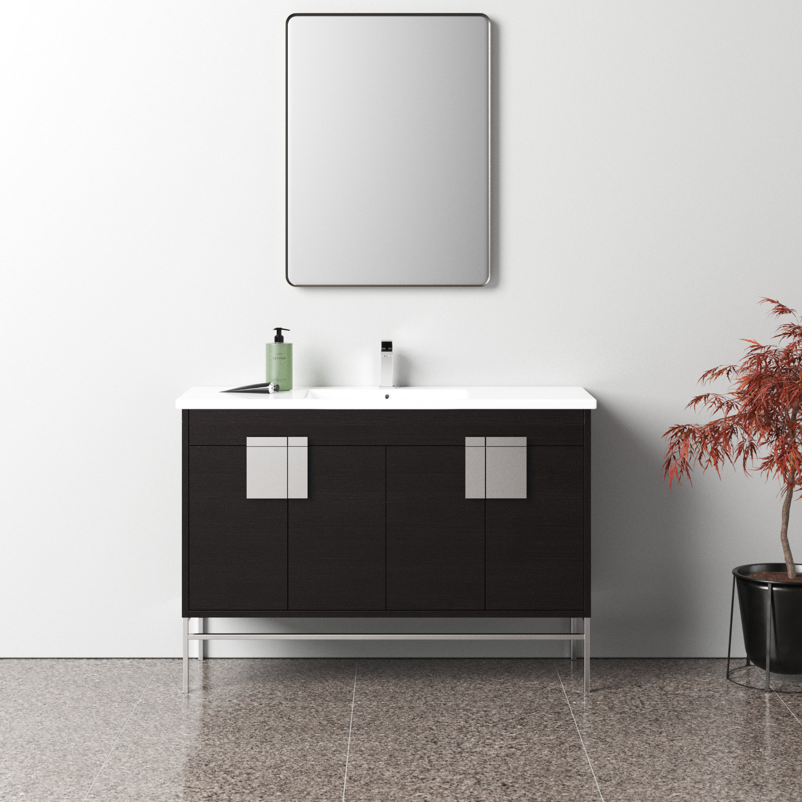 Maisie 48'' Single Bathroom Vanity, Black, Polish Chrome