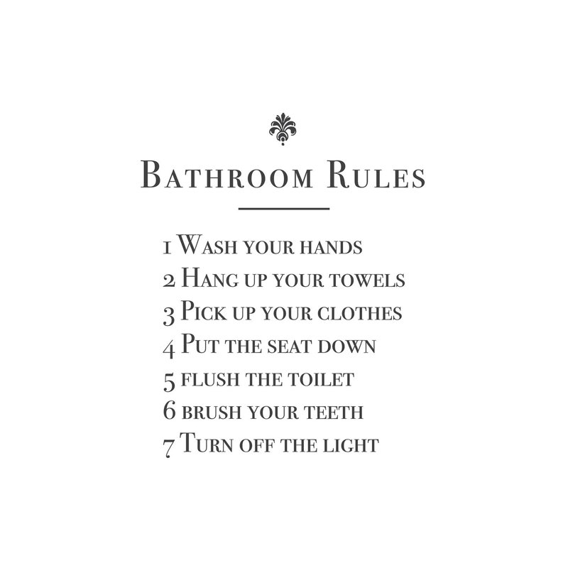 Bathroom Rules by Mambo Art Studio - Wrapped Canvas Print, 101.6 cm H x 66.04 cm W x 3.175 cm D