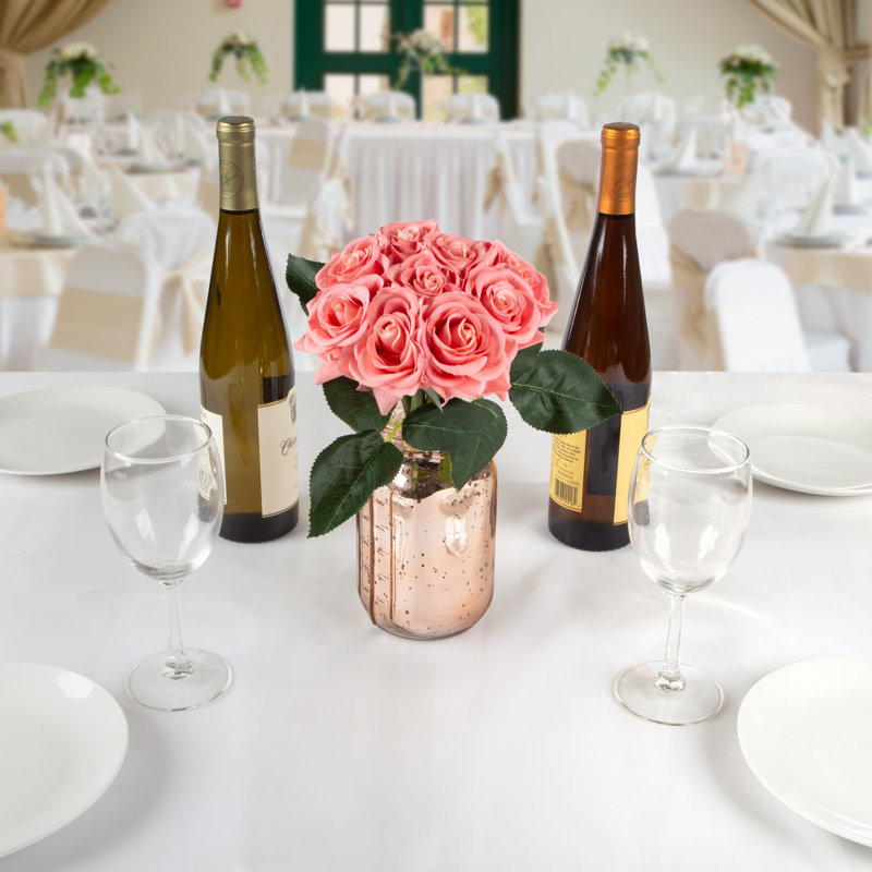 Fleurs artificielles roses - Ensemble de fausses fleurs 11,5 pouces avec tiges pour décoration intérieure 18 pièces, Ros