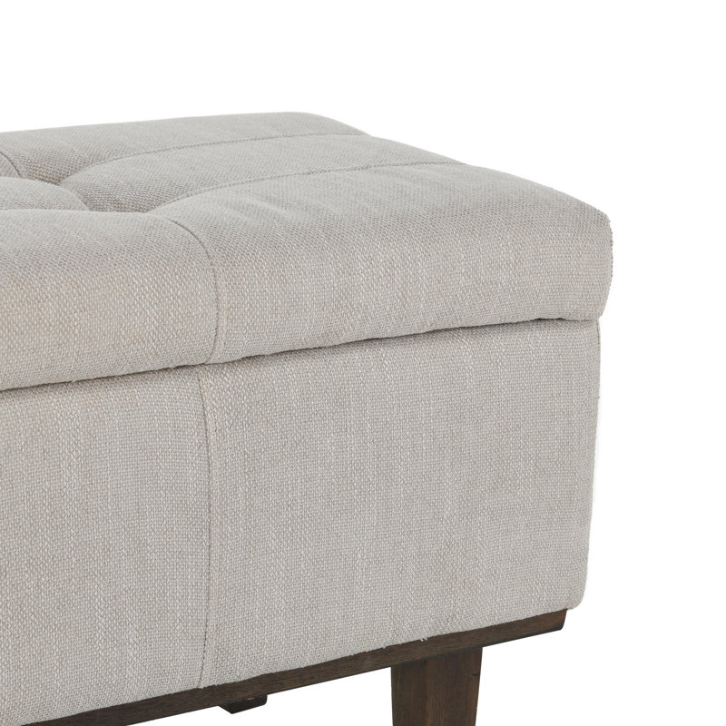 Louise Upholstered Storage Bench, French Beige Basketweave