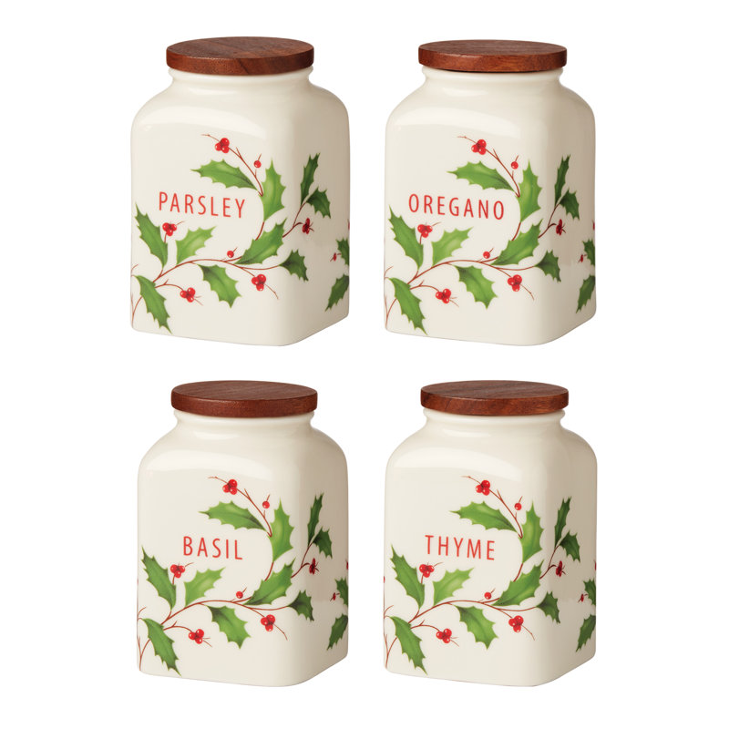 Holiday Cooking Spice Jars, Set Of 4