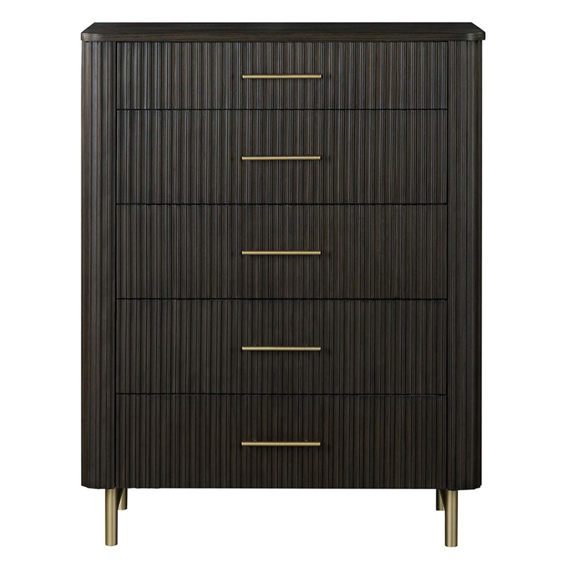 Commode 5 tiroirs Clayten, finition Espreeso