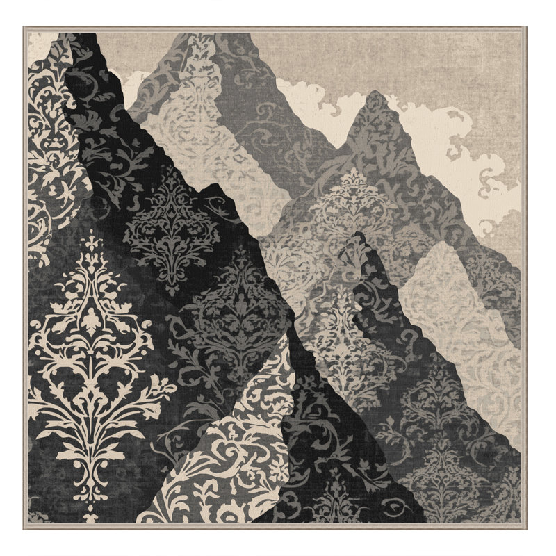 Machine Washable Panameno Classic Damask Rug in Beige – Beige Binding, 5' Square