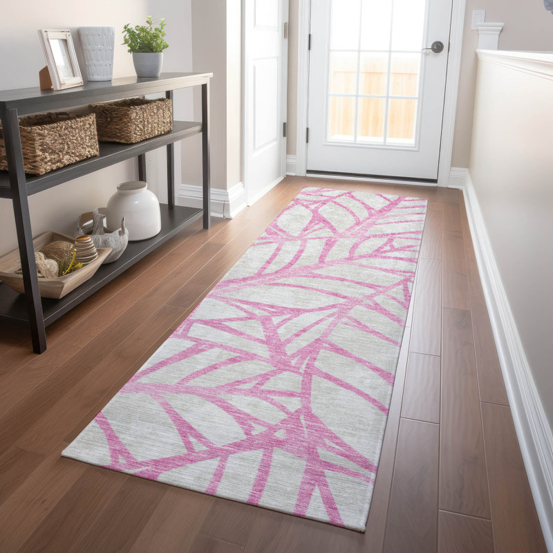 Premium Machine Washable Lisse Pink Rug, Runner 2'3" x 7'6"