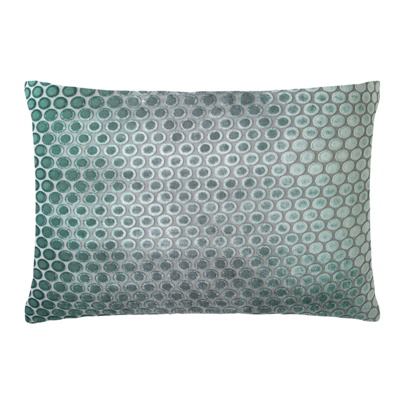 Dots Lumbar Velvet Pillow Cover & Insert, 14" x 20", Jade