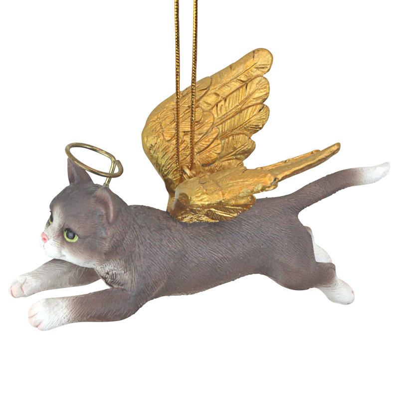 Feline Grey Tabby Cat Angel Holiday Ornament