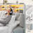 Upholstered Bed with Wood Frame, 4 Storage Drawers, Modern Bed Frame with Charging Station & LED Lights, Headboard Included,Full/Beige-108946935-108946933