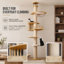 Arbre à chat du sol au plafond - Tour pour chat en bois massif à hauteur réglable (8 pi) avec poteau à griffer en sisal, capsule, lit de balustrade et hamac, installation sans perceuse pour chats d'intérieur (naturel)-133441681