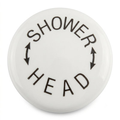 Bouton en porcelaine pour poignées à point de croisement avec pomme de douche - lettre