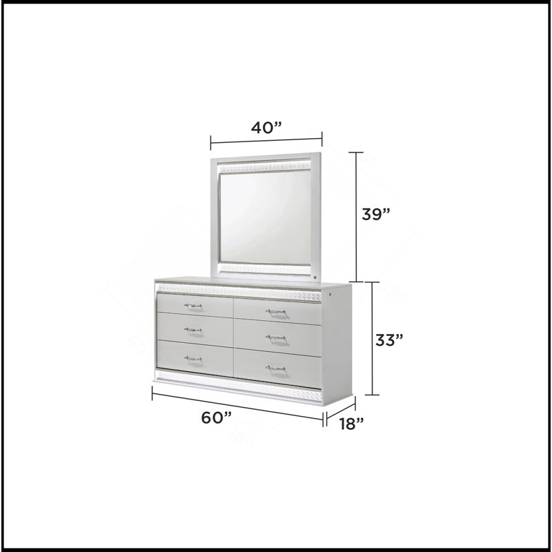 Miroir Glam de style moderne en bois blanc